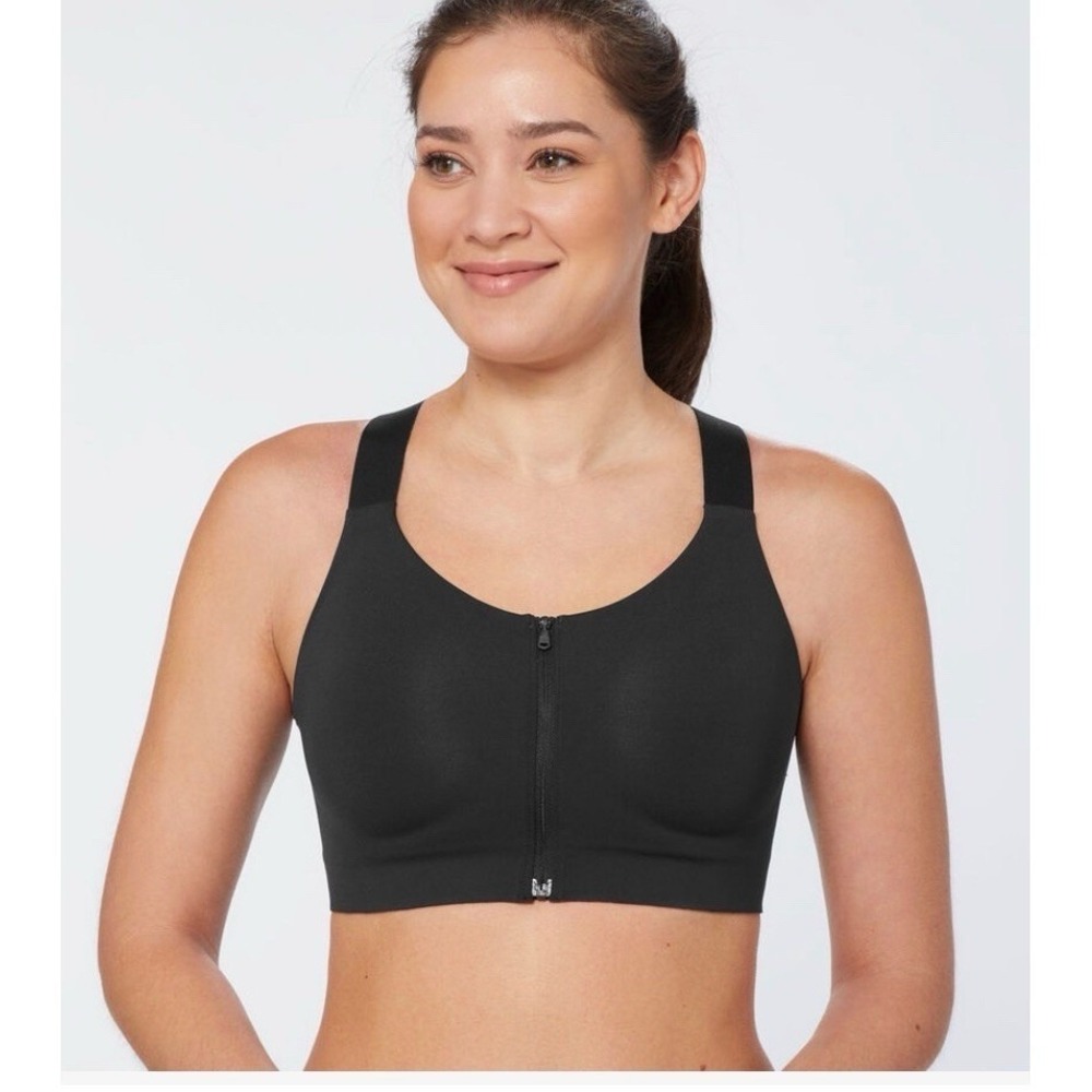 Duluth Trading Co Sports Bra Womens Size 12 Black Zip Front Crossback - Picture 3 of 5